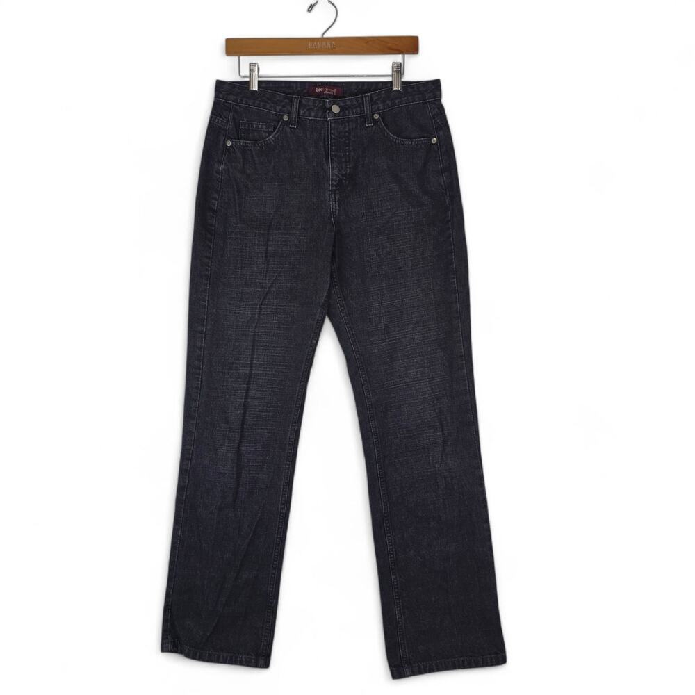 Lee Ultimate 5 Straight Leg Jeans Womens 12M Black Riveted Cotton Denim
